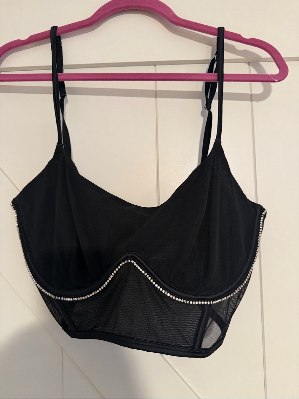 Auden Black Longline Bralette with Crystal Trim